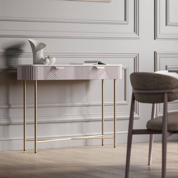 Amiri Marble & Mango Wood Console Table | Gold Iron Frame | 105cm