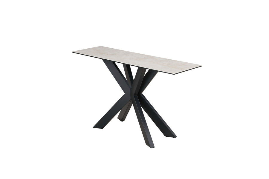 Apollo Sand Console Table | Ceramic & Glass Top | Iron Legs | 135cm
