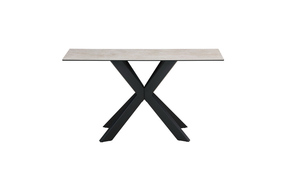 Apollo Sand Console Table | Ceramic & Glass Top | Iron Legs | 135cm