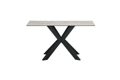 Apollo Sand Console Table | Ceramic & Glass Top | Iron Legs | 135cm