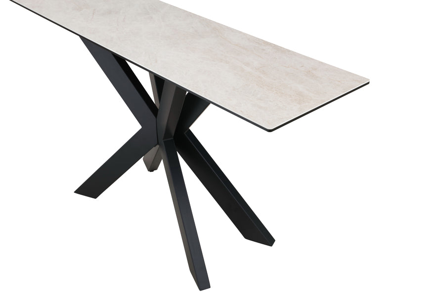 Apollo Sand Console Table | Ceramic & Glass Top | Iron Legs | 135cm