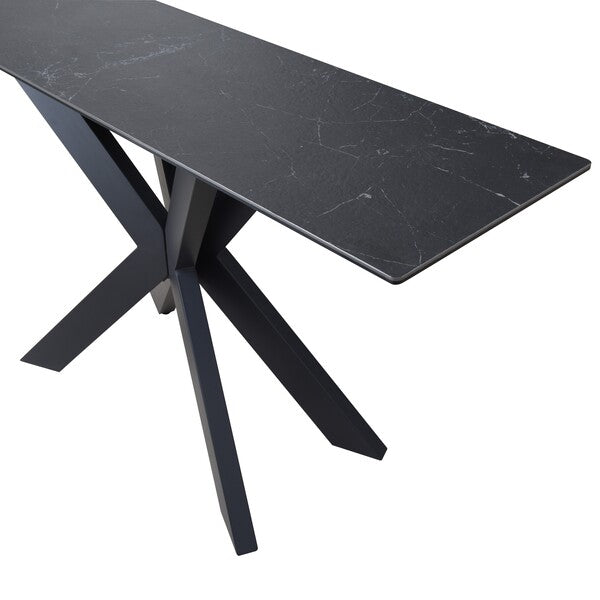 Apollo Console Table | Ceramic & Glass Top | Starburst Iron Base | 135cm