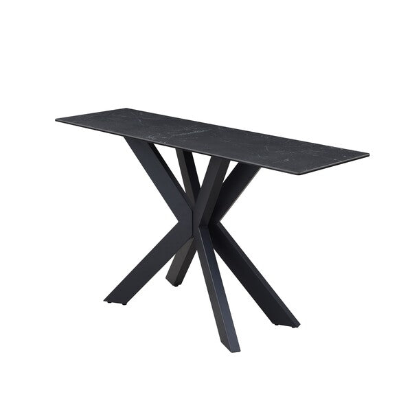 Apollo Console Table | Ceramic & Glass Top | Starburst Iron Base | 135cm