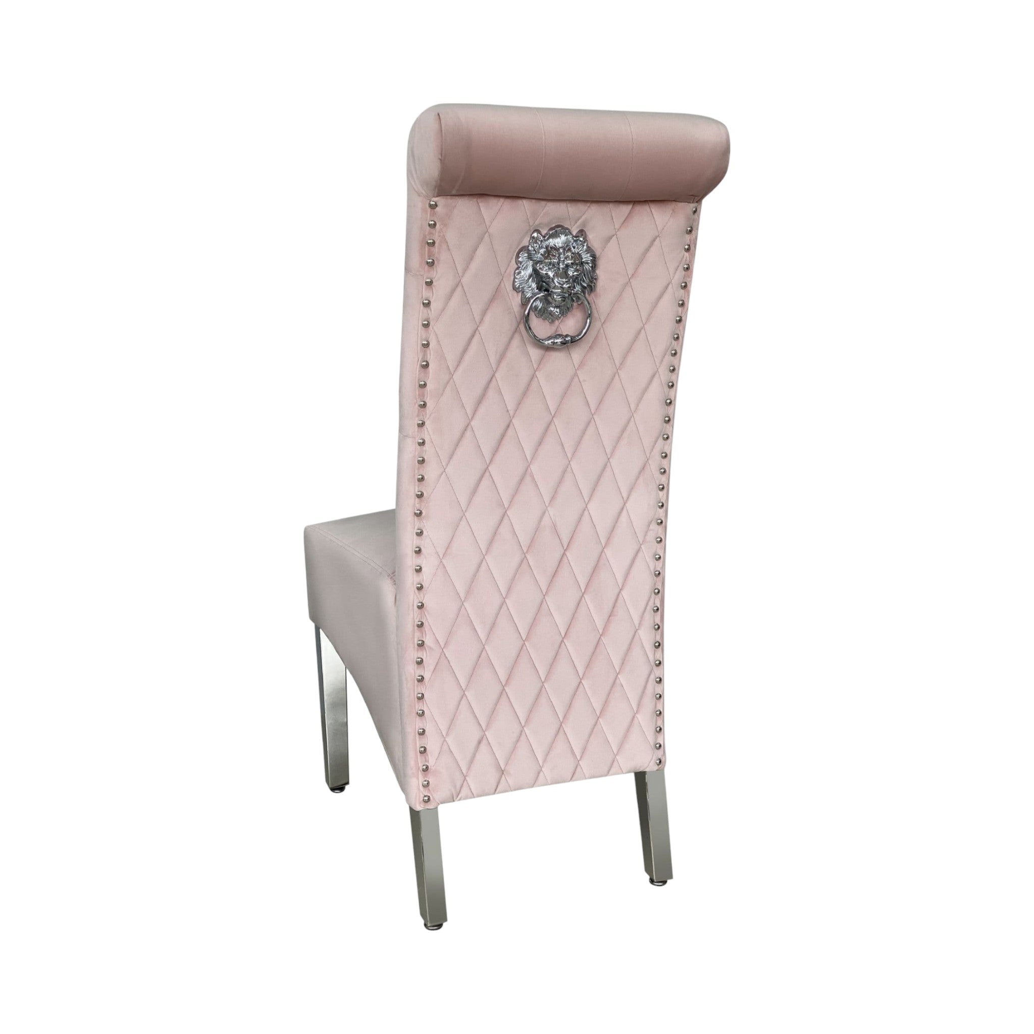 Arianna 180cm Grey Marble Dining Table with Sofia Grey Lion Knocker Plush Velvet Dining Chairs