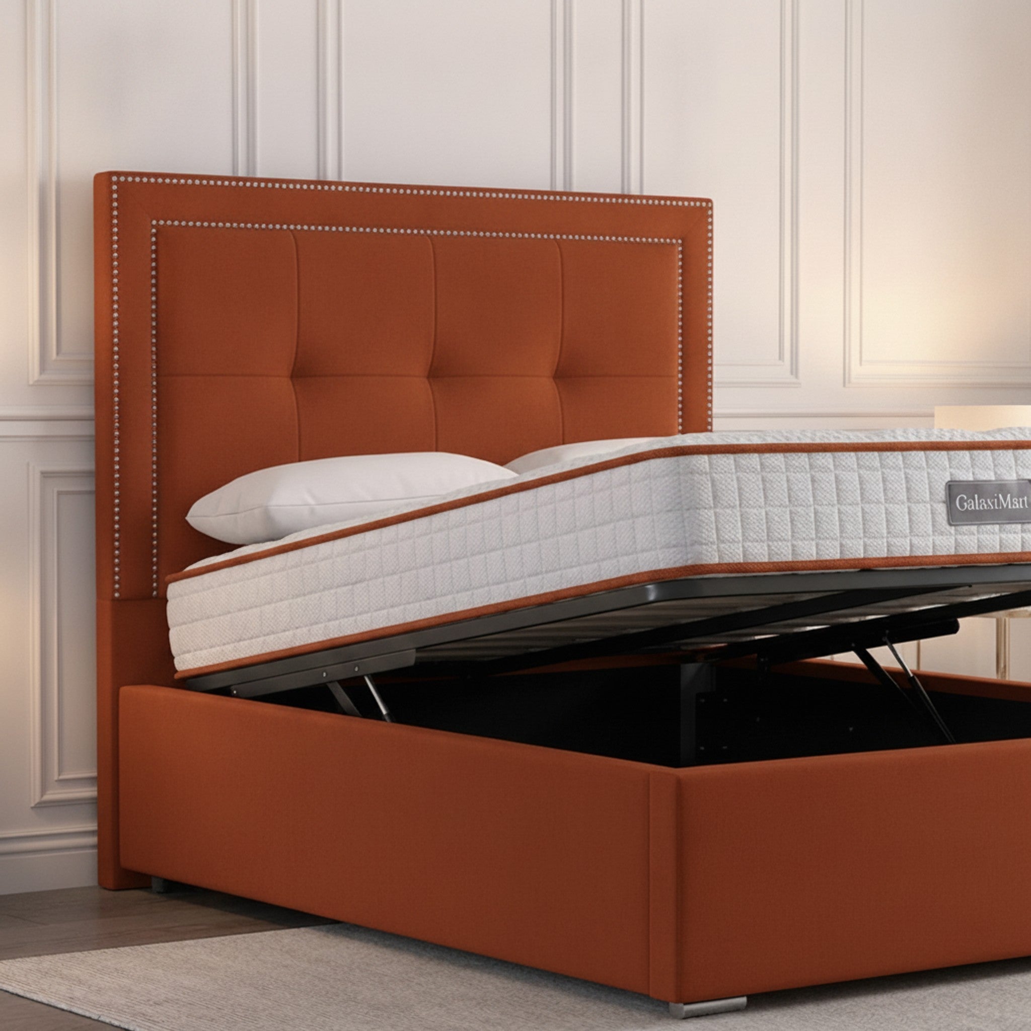 Burnt Orange Plain Ottoman Bed