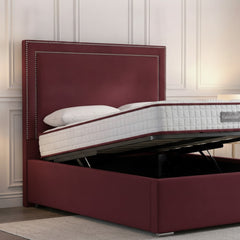 Claret Plain Ottoman Bed - Premium Gas-Lift Storage