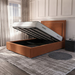 Burnt Orange Plain Ottoman Bed