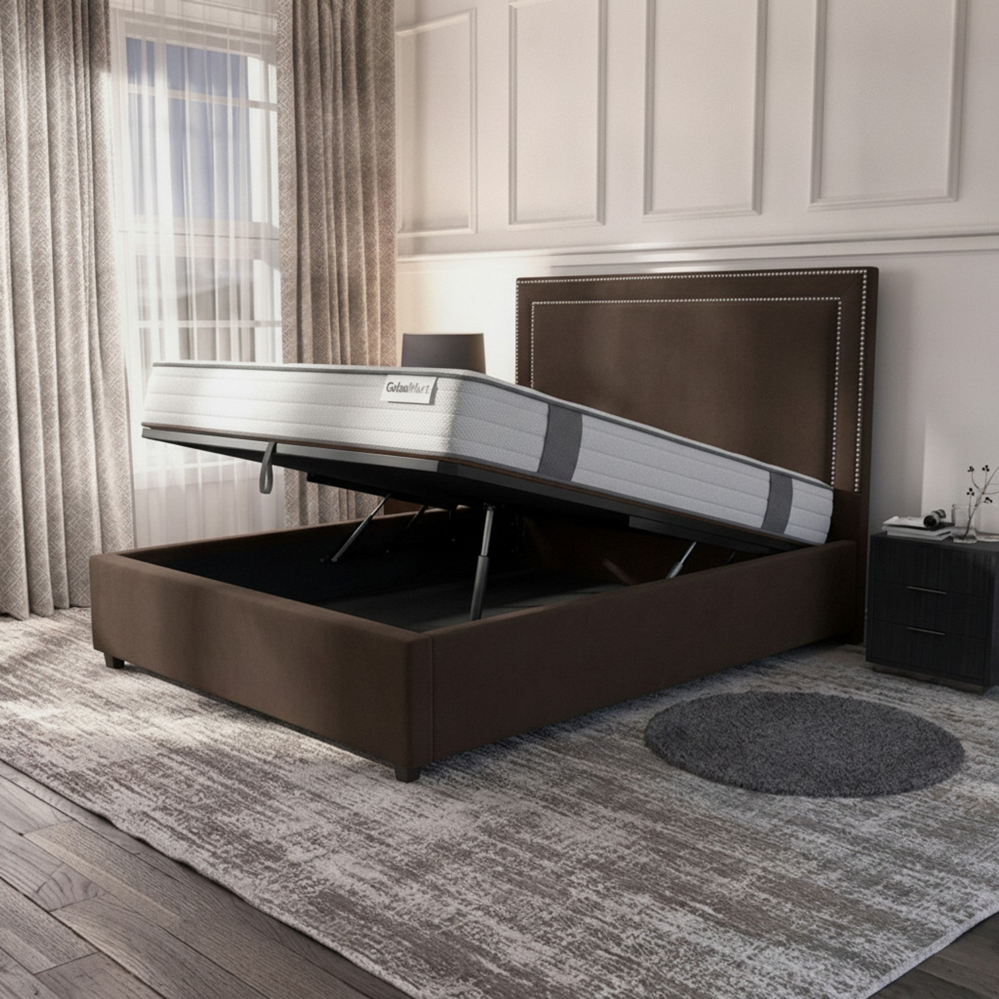 Bourneville Plain Ottoman Storage Bed