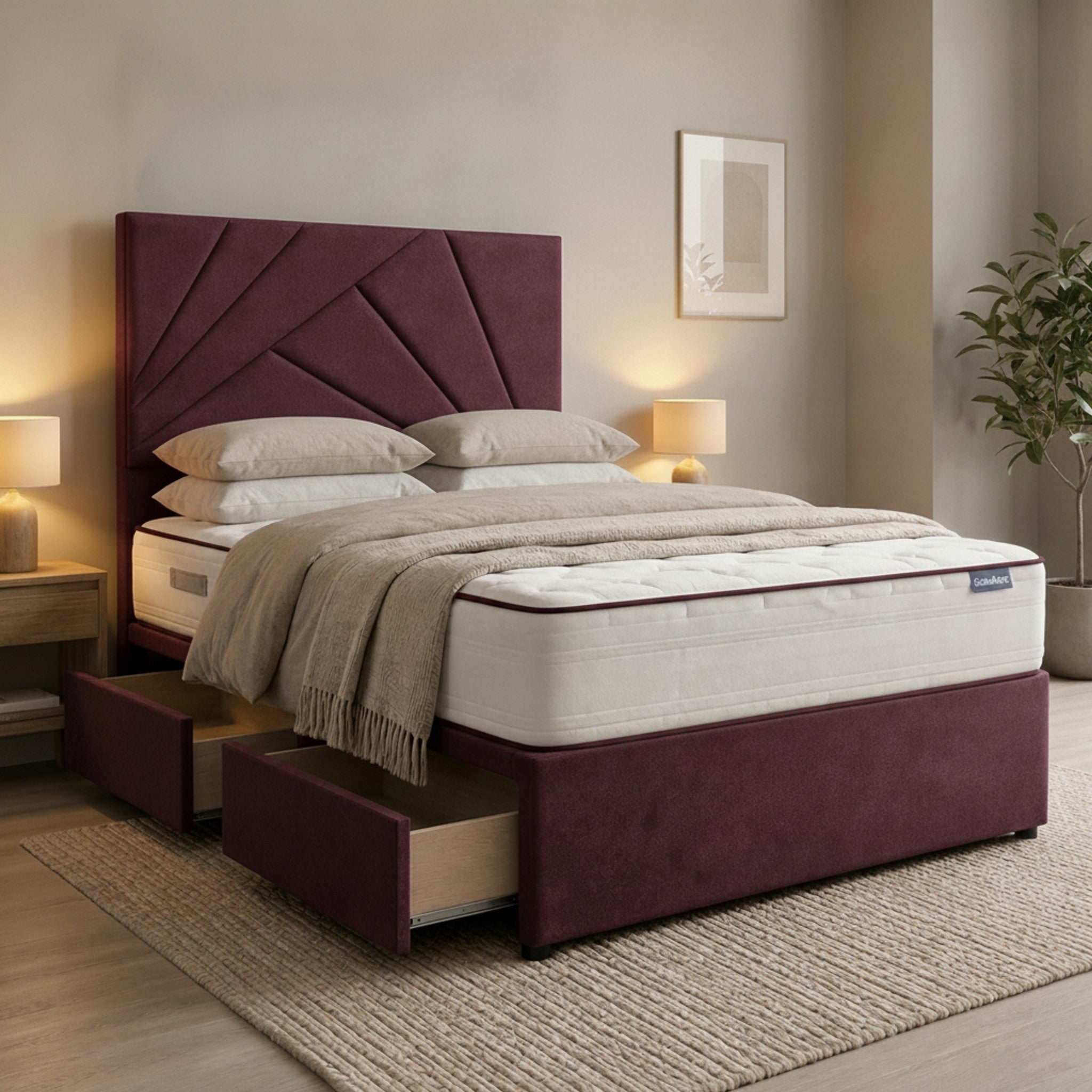 Claret Preston Divan Bed with Storage