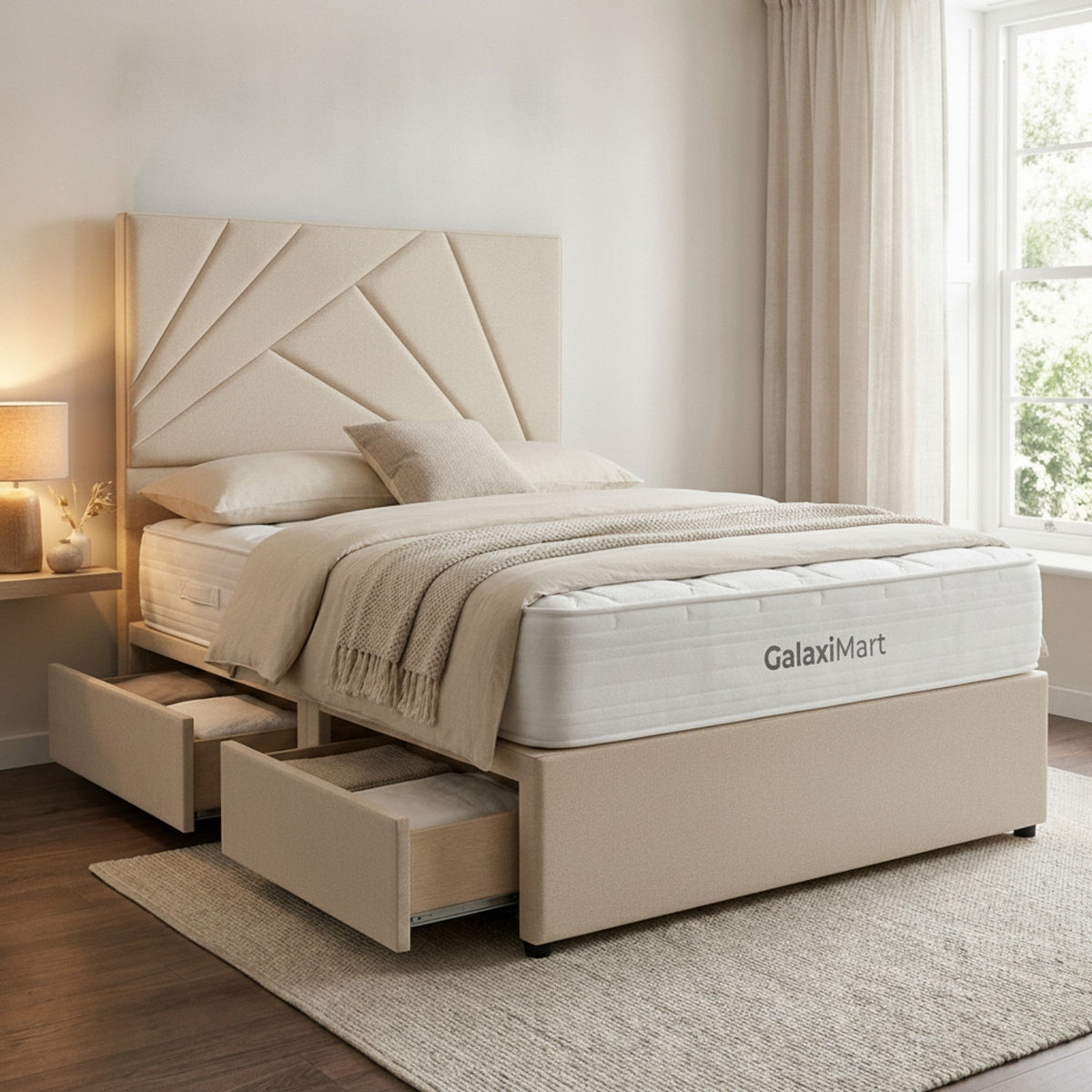 Cream Preston Divan Bed with Storage