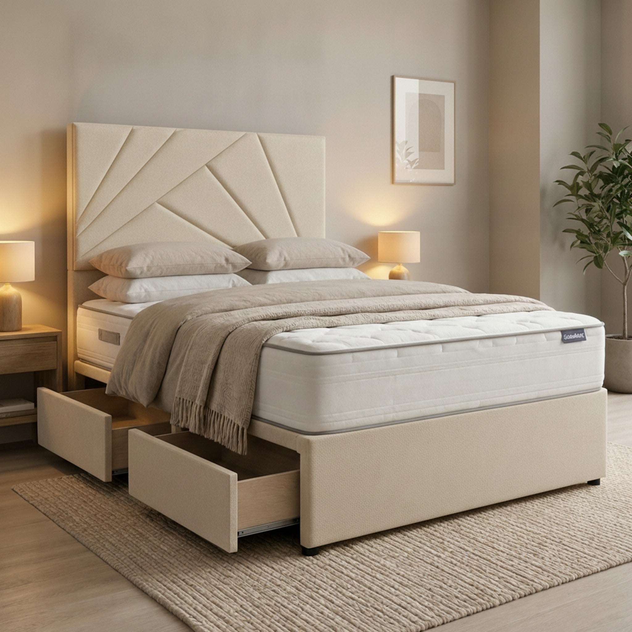 Cream Preston Divan Bed with Storage