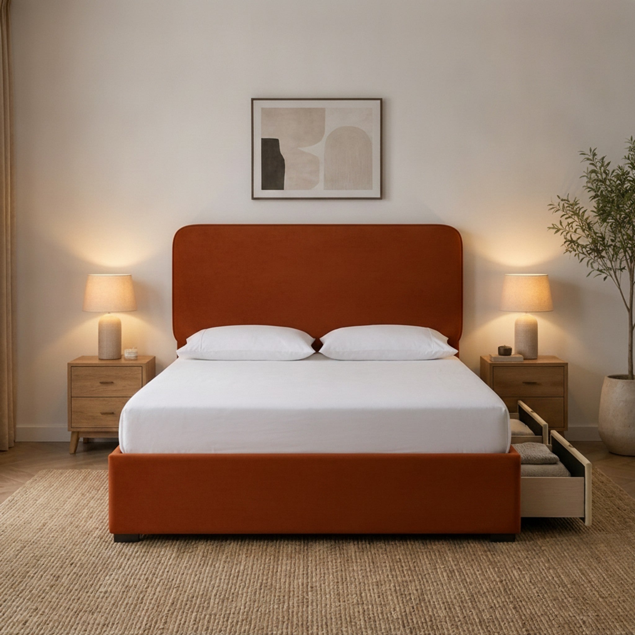 Burnt Orange Richmond Divan Bed with Storage