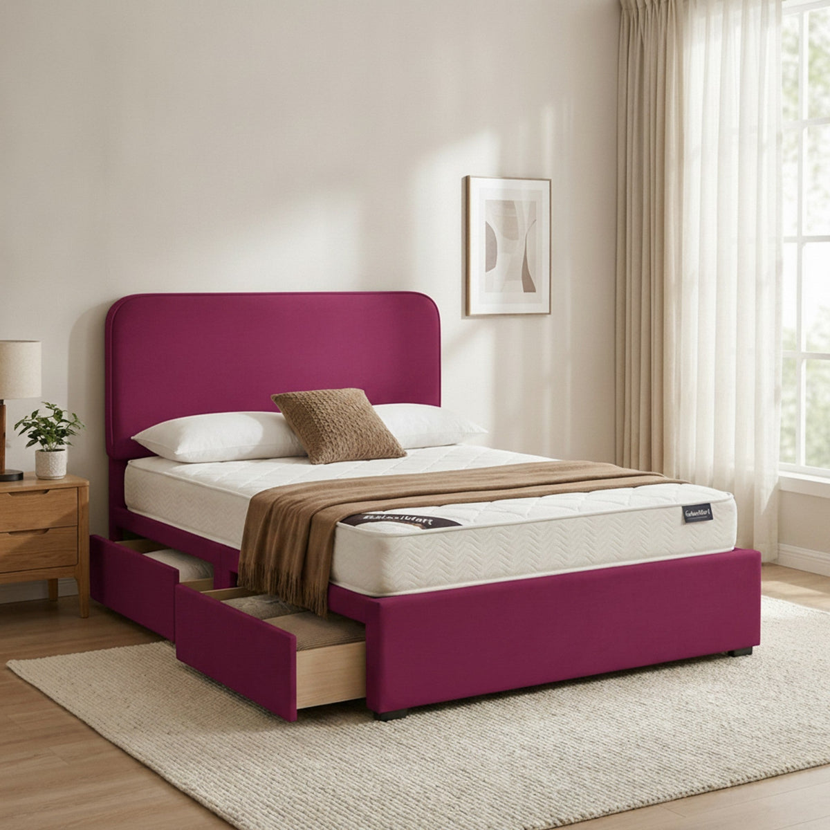 Cerise Richmond Divan Bed with Storage