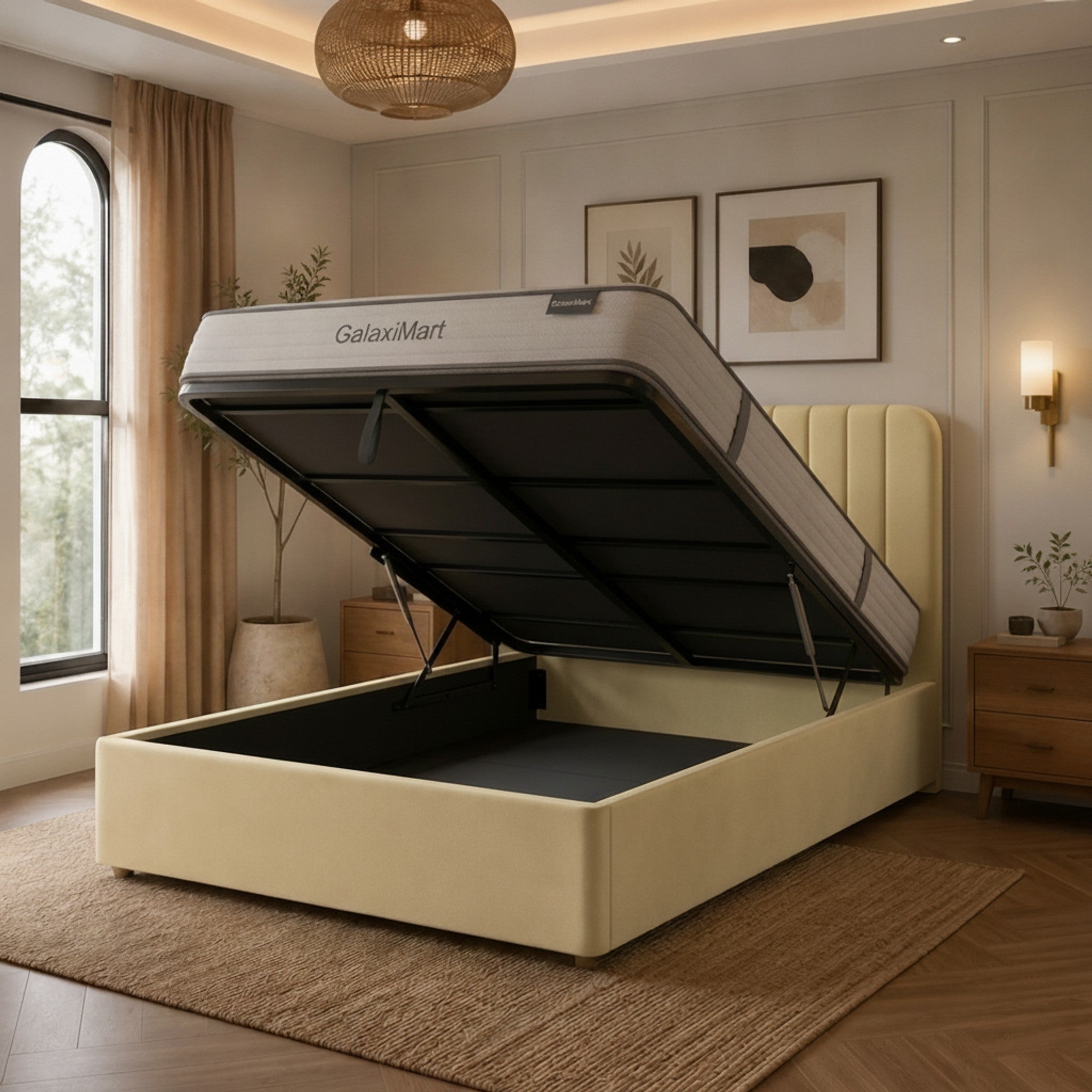 Cream Richmond Ottoman Bed with Gas-Lift Storage