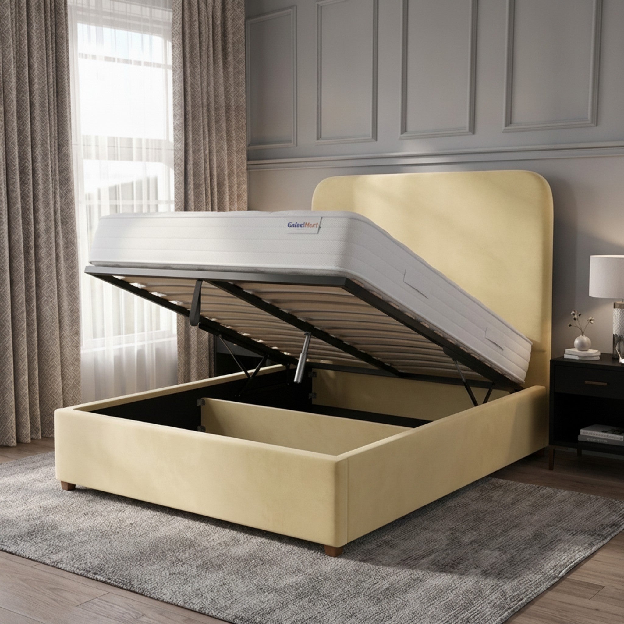 Cream Richmond Ottoman Bed with Gas-Lift Storage