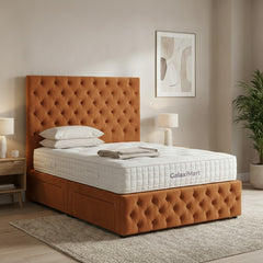 Burnt Orange Romana Divan Bed with Storage