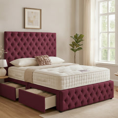 Cerise Romana Divan Bed with Storage