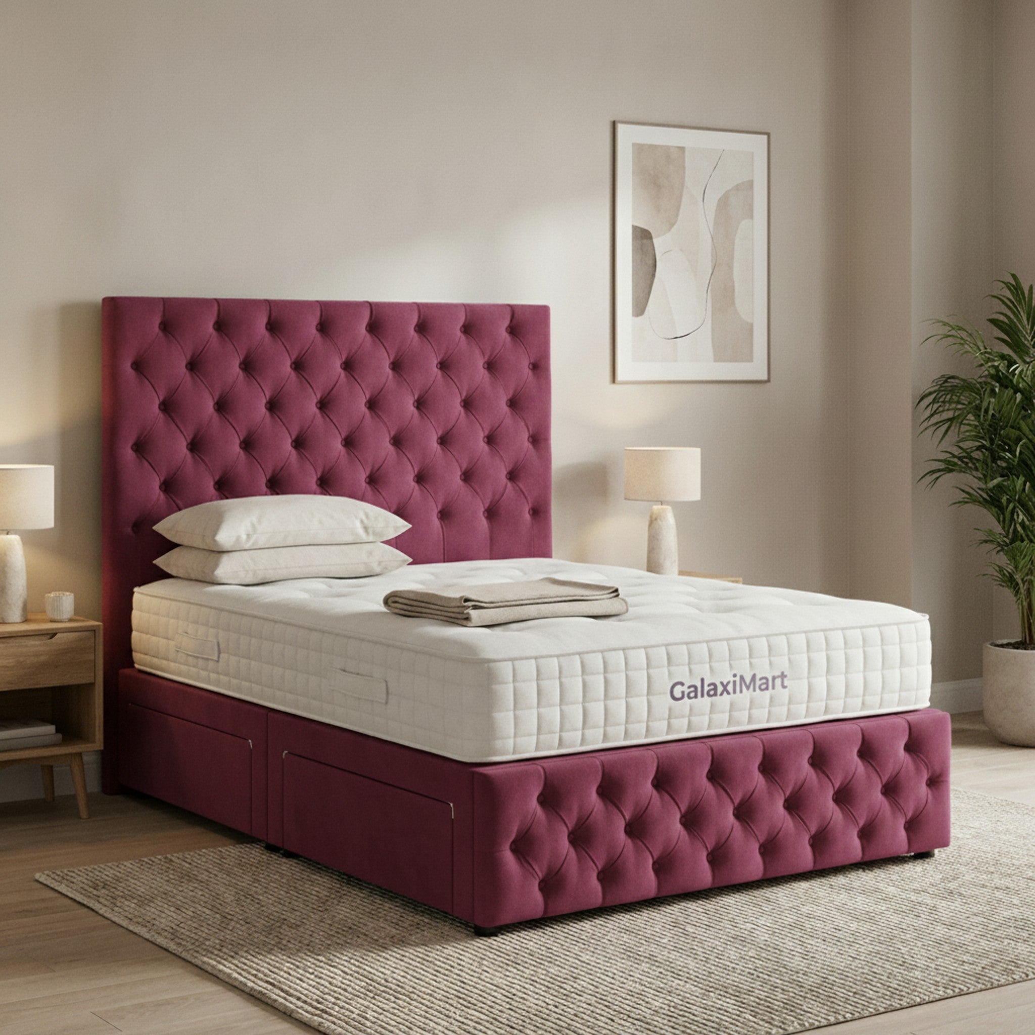Cerise Romana Divan Bed with Storage