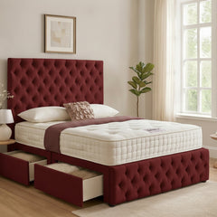 Claret Romana Divan Bed with Storage