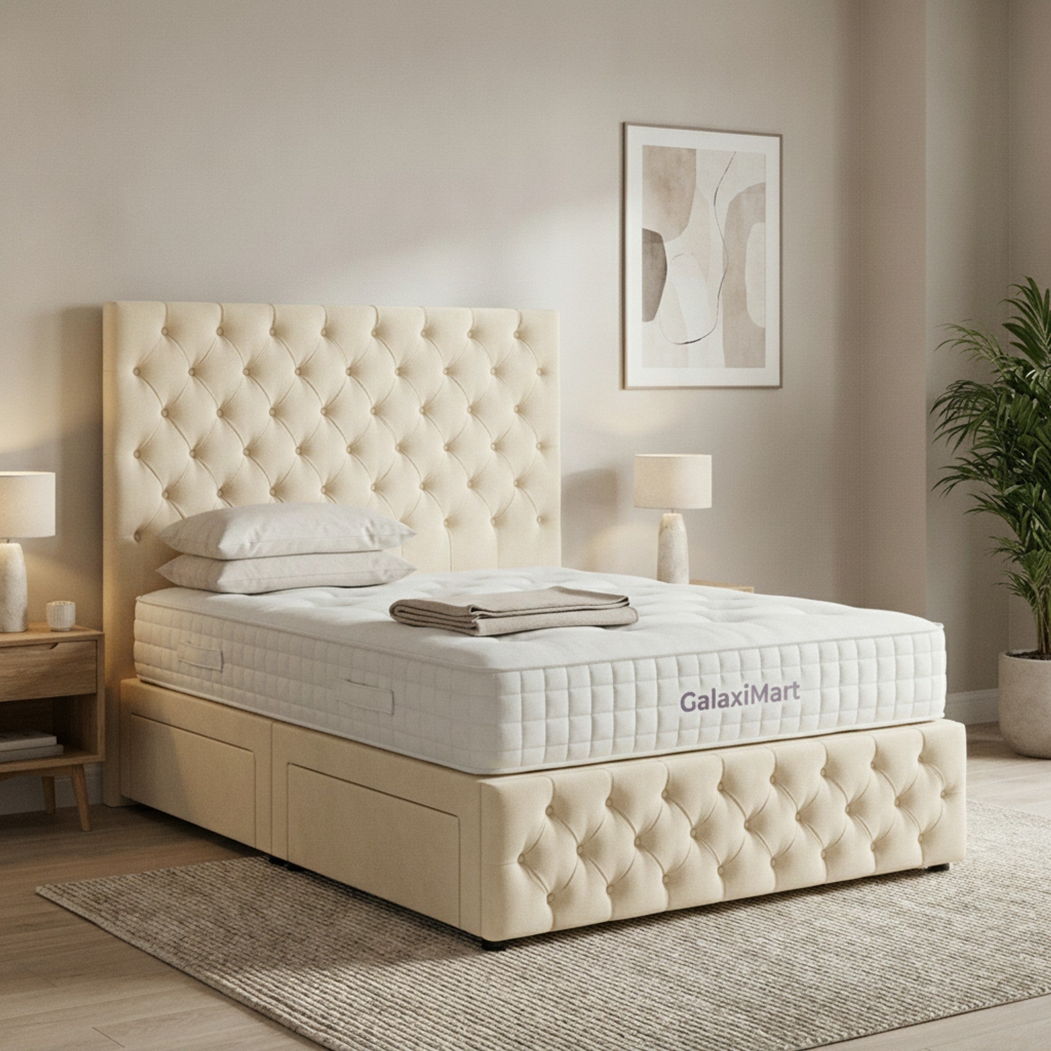 Cream Romana Divan Bed with Storage