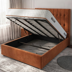 Burnt Orange Rose Ottoman Bed
