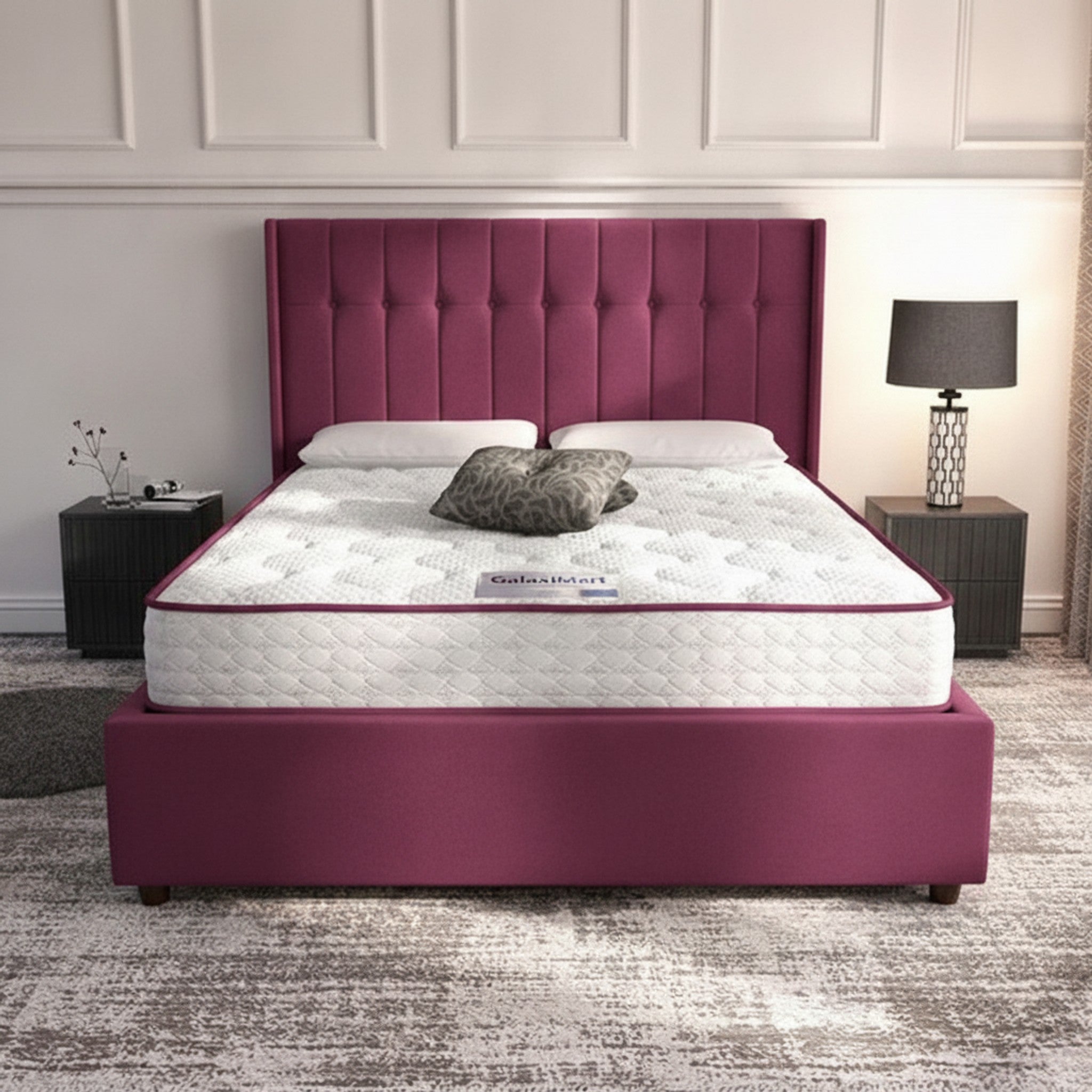 Cerise Rose Ottoman Bed | Gas-Lift Storage | GalaxiMart