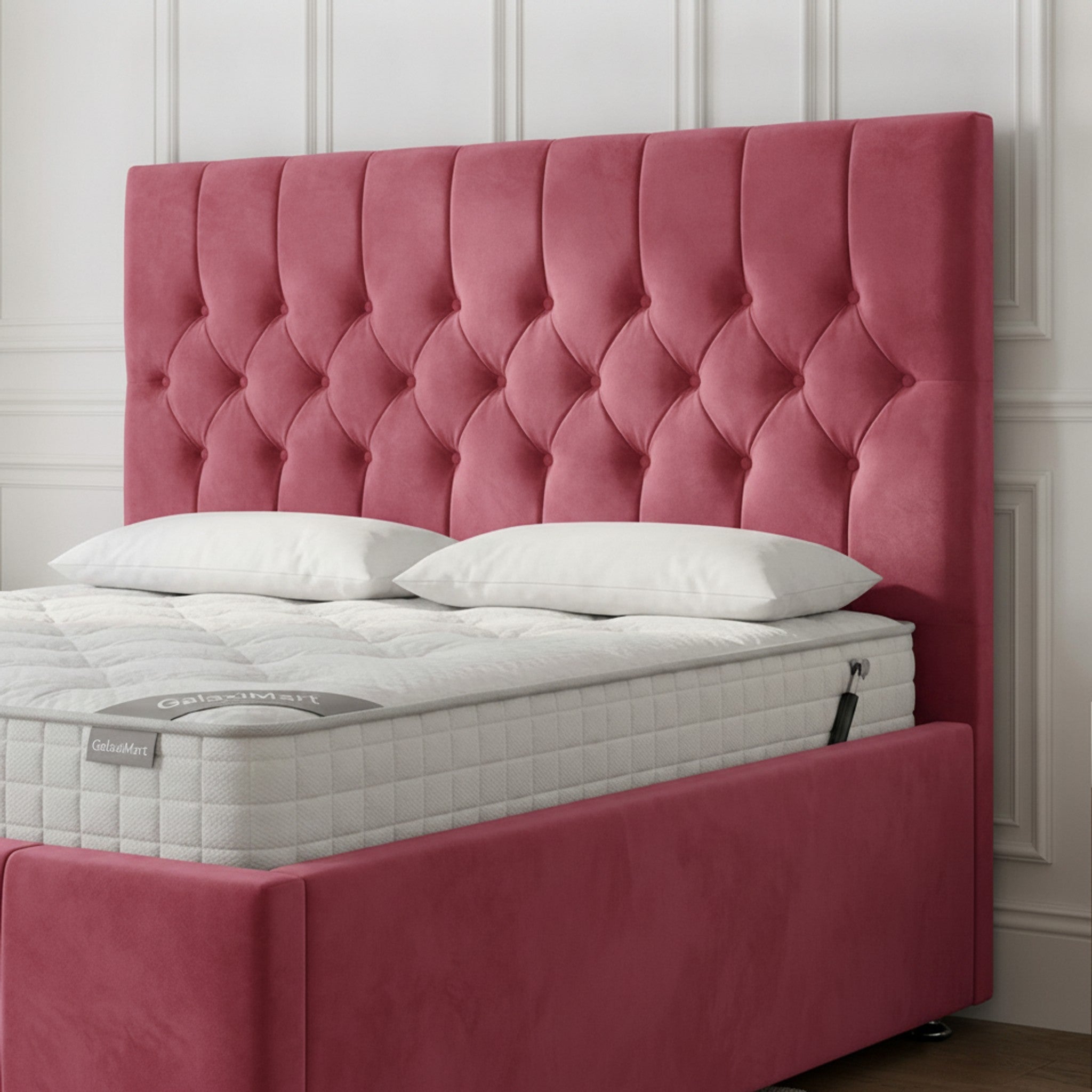 Cerise Rose Ottoman Bed | Gas-Lift Storage | GalaxiMart