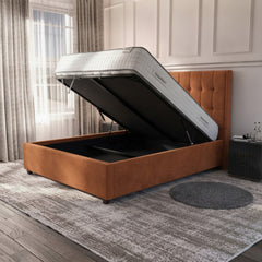 Burnt Orange Rose Ottoman Bed