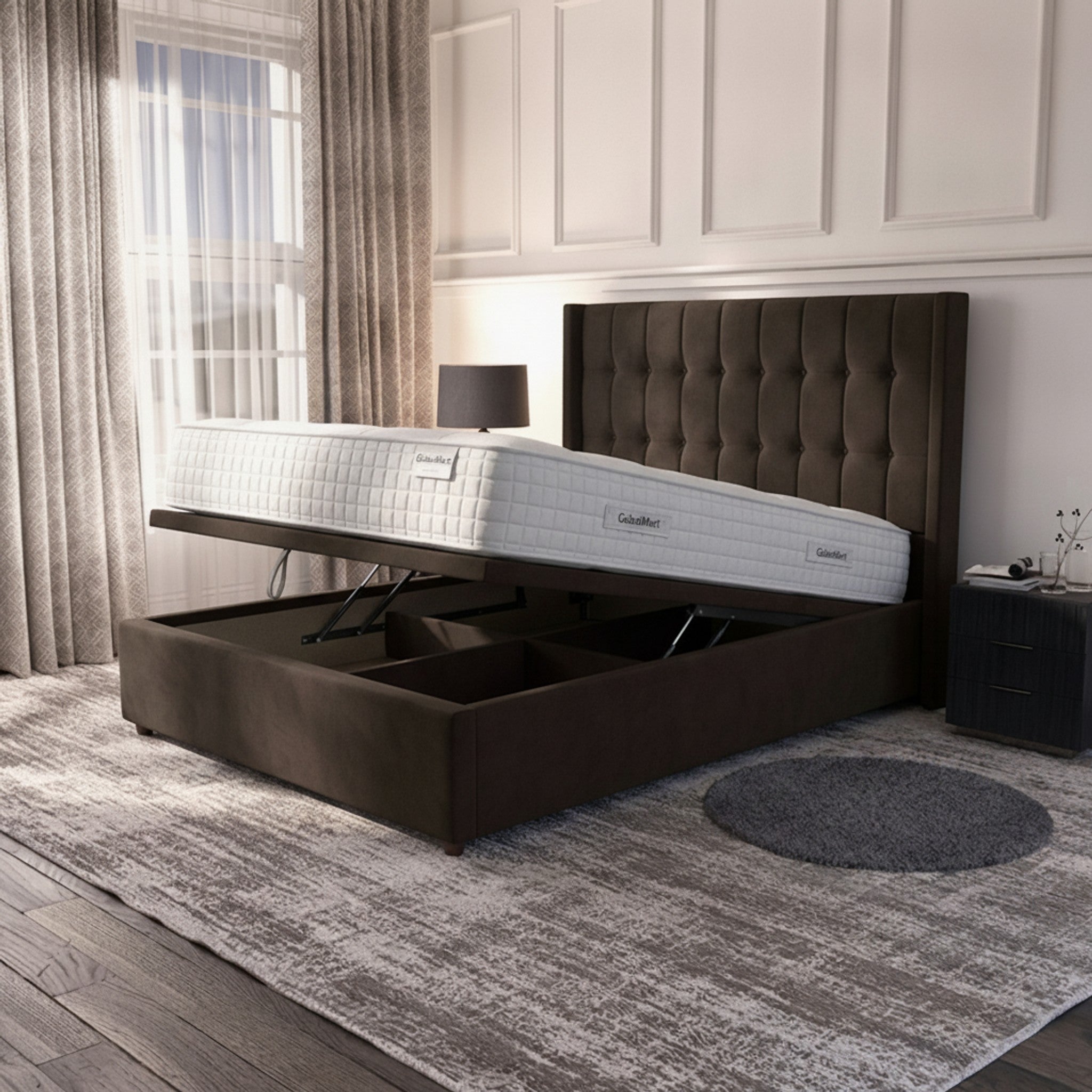 Bourneville Rose Ottoman Bed - Premium Gas-Lift Storage