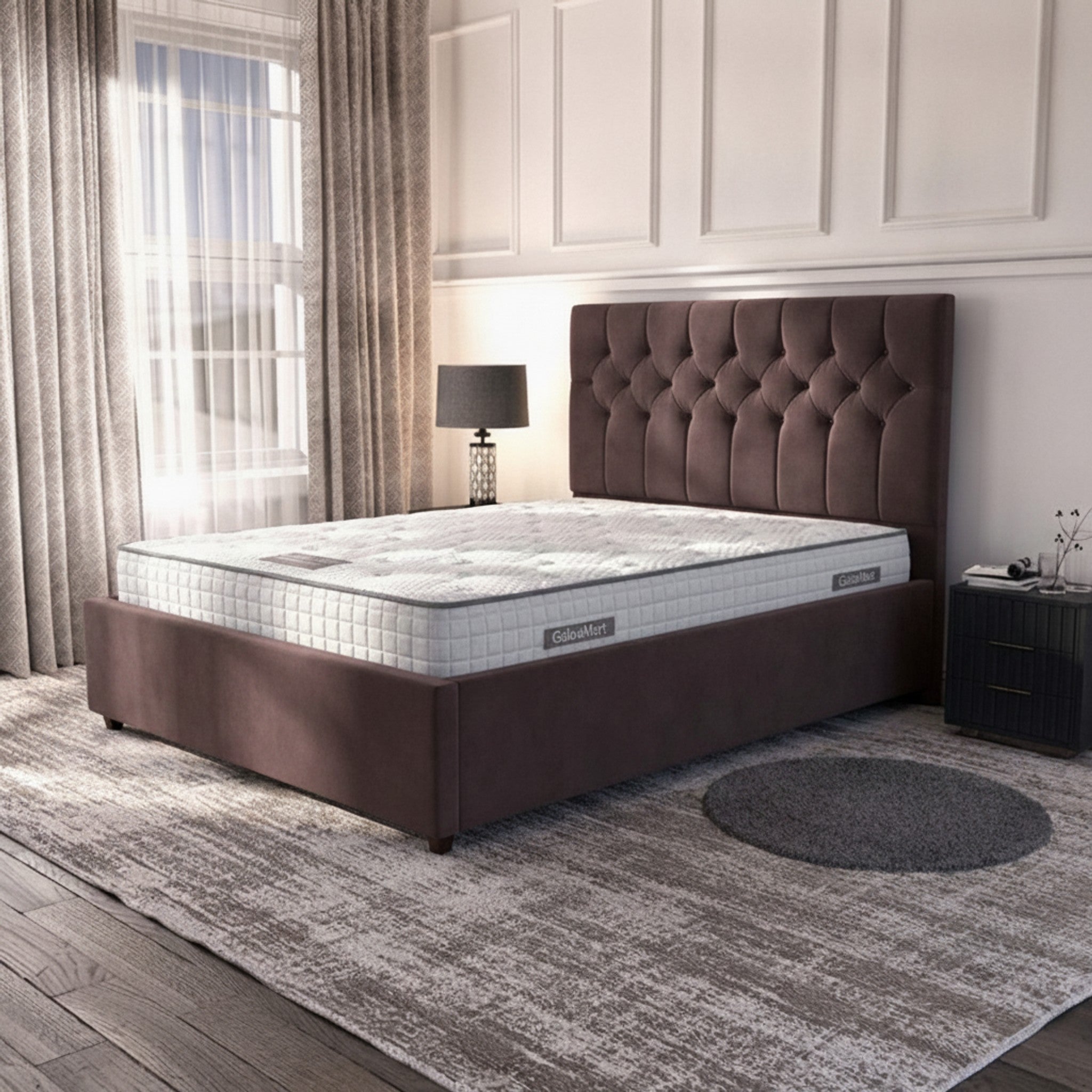 Bourneville Rose Ottoman Bed - Premium Gas-Lift Storage