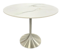 Bentley 90cm Round Grey Chrome Dining Table with Velvet Dining Chairs