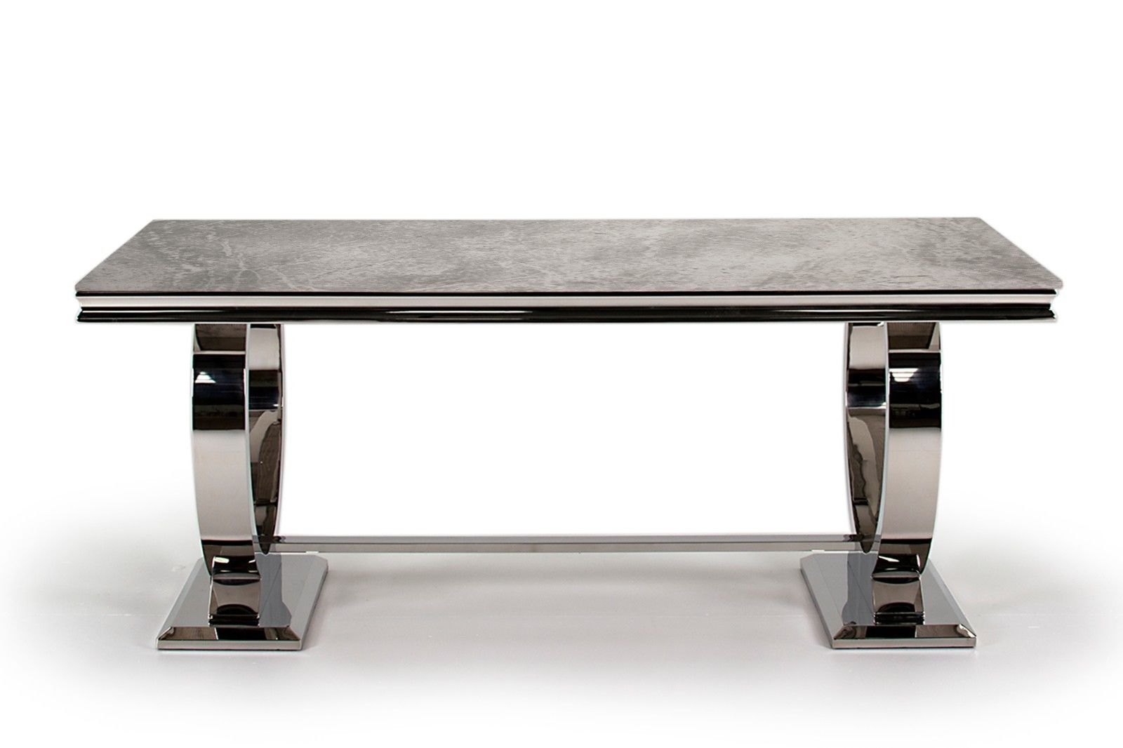 Arianna 200cm Grey Marble Dining Table with Majestic Silver Lion Knocker Velvet Dining Chairs