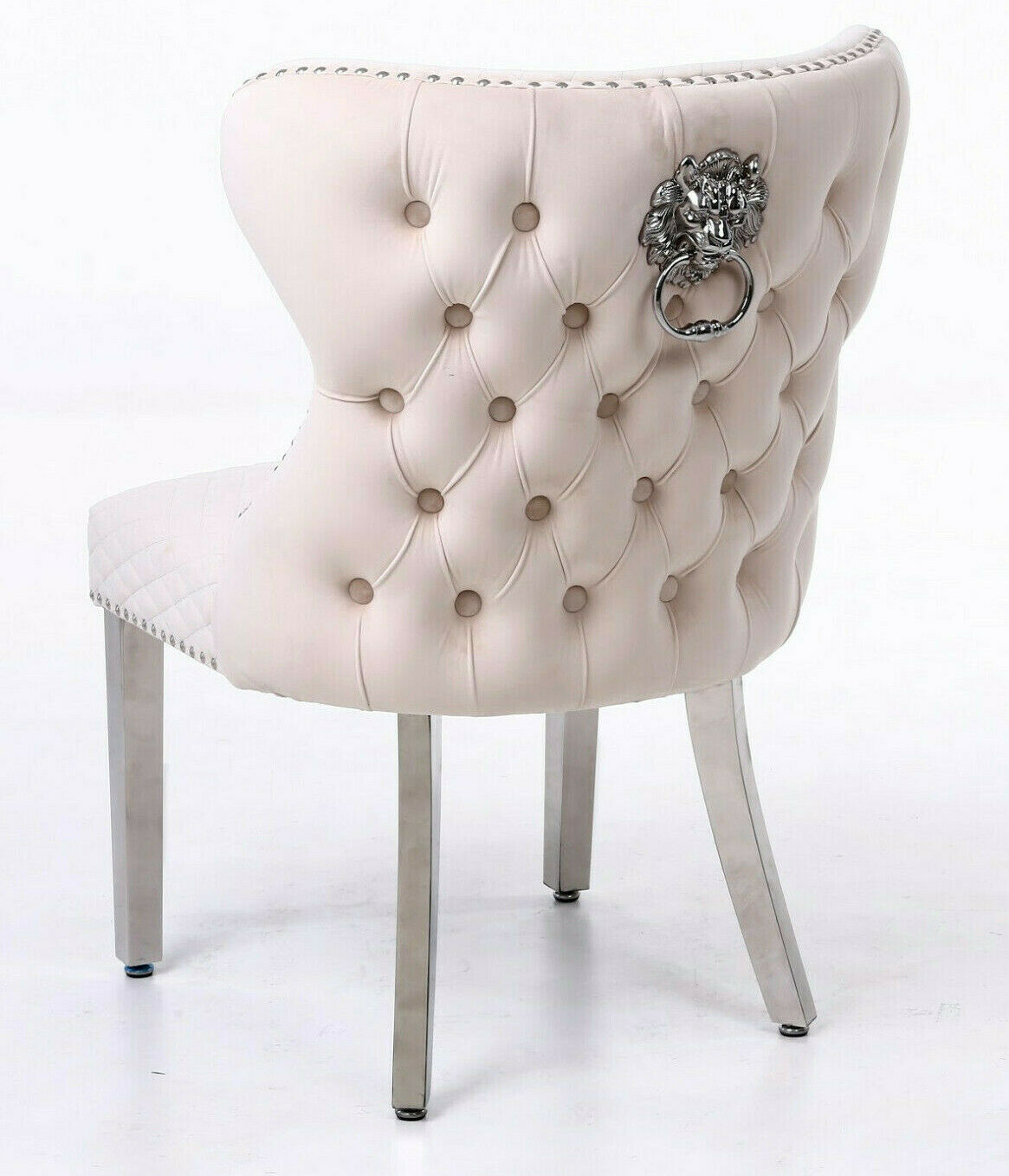 Ariel 180cm Grey Marble Dining Table + Valentino Button Back Lion Knocker Velvet Chairs