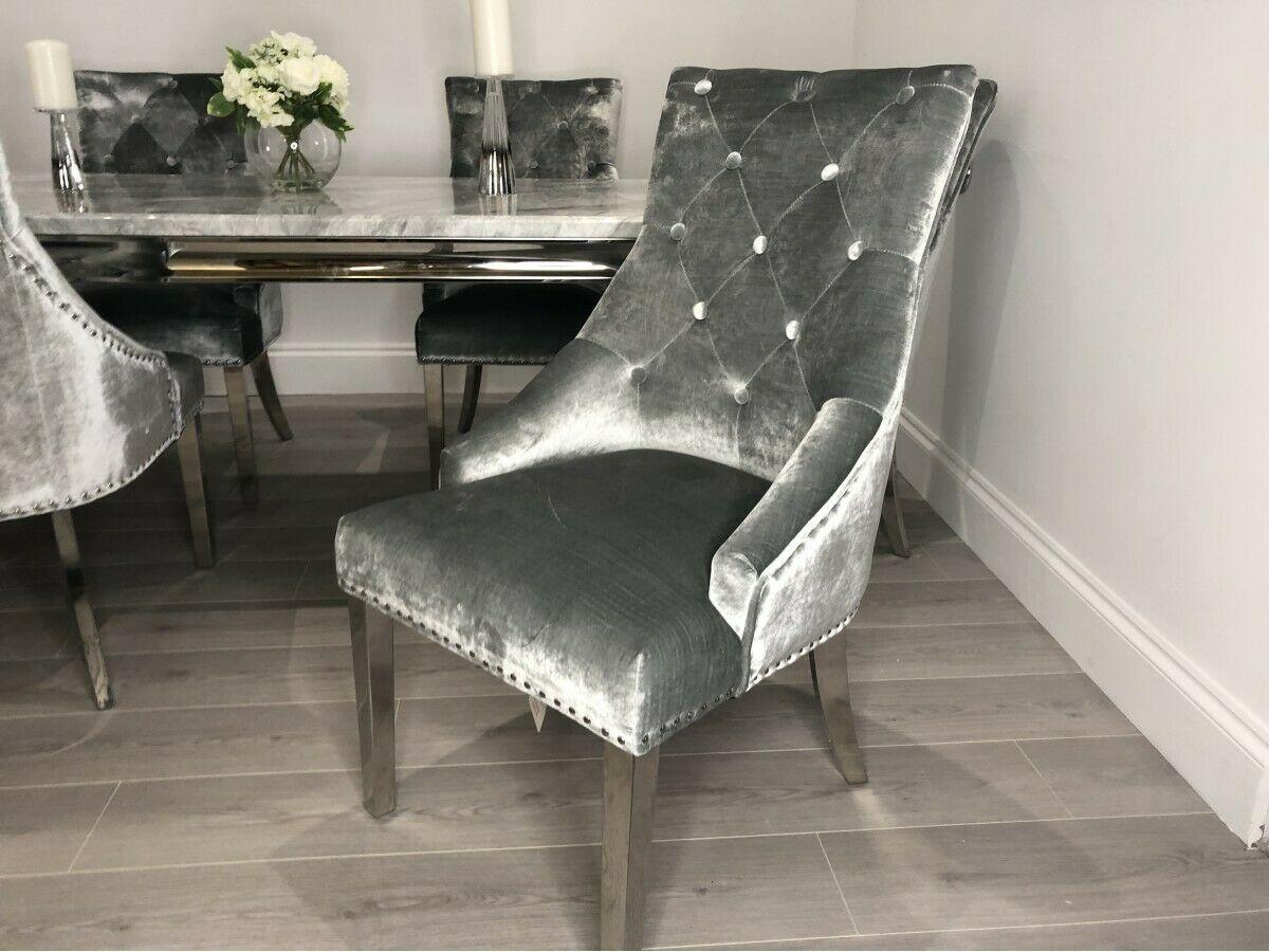 Arianna 150cm Grey Marble Dining Table + Belle Grey Velvet Dining Chairs + Grey 130cm Bench