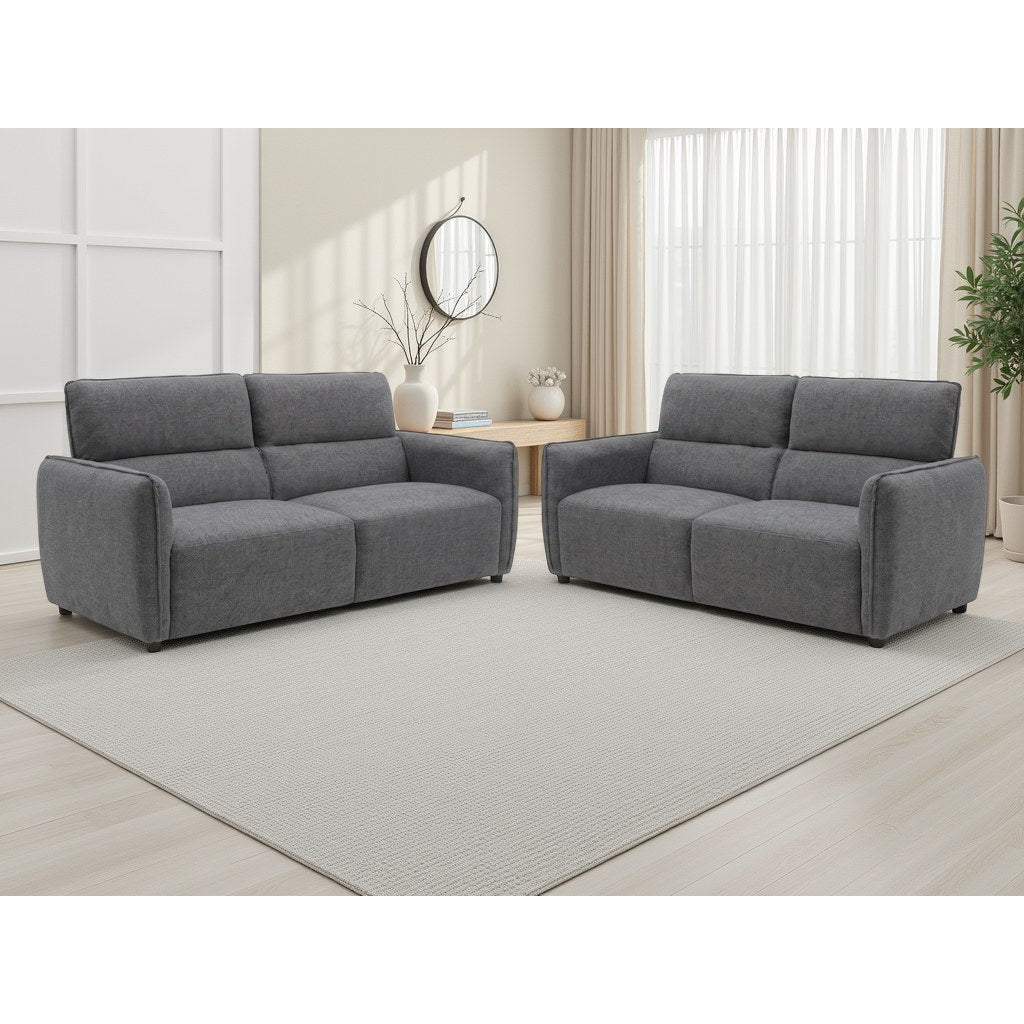 Ascot Charcoal Fabric 3+2 Seater Sofa Set