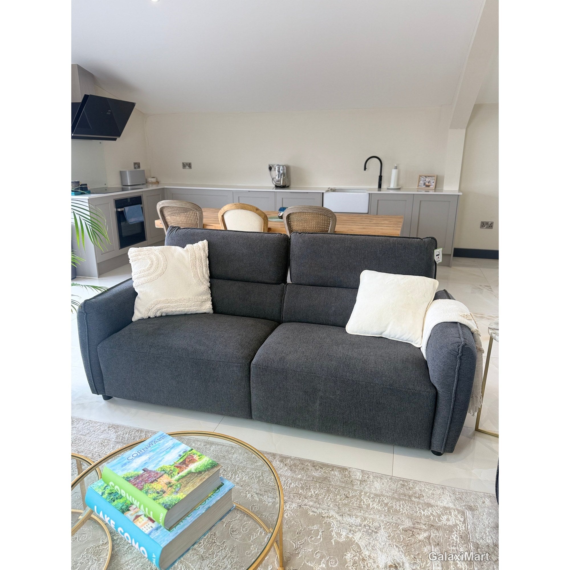 Ascot Charcoal Fabric 3+2 Seater Sofa Set