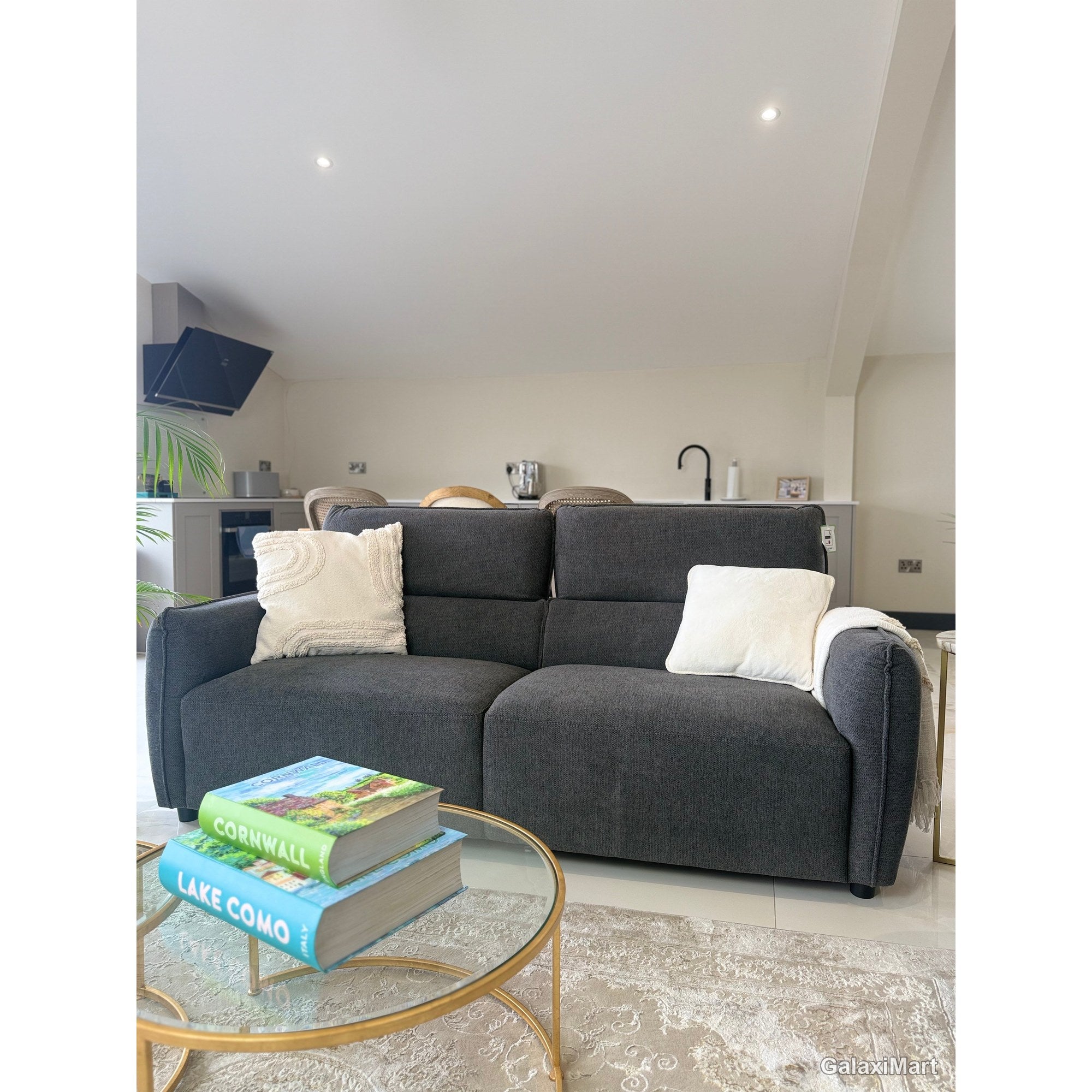 Ascot Charcoal Fabric 3+2 Seater Sofa Set