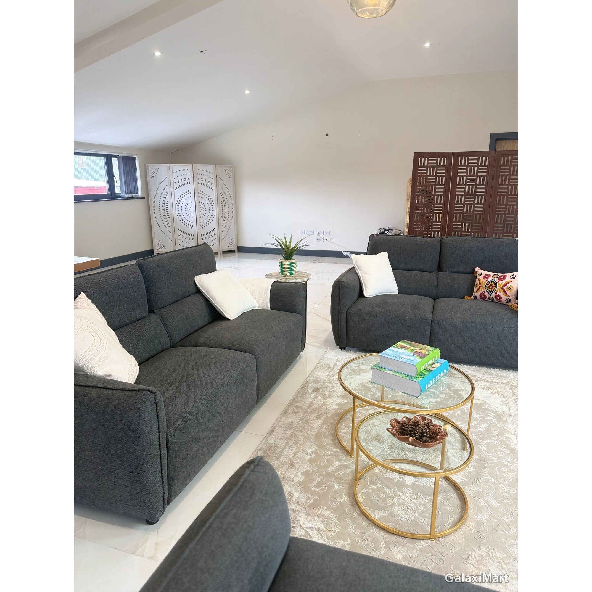 Ascot Charcoal Fabric 3+2 Seater Sofa Set