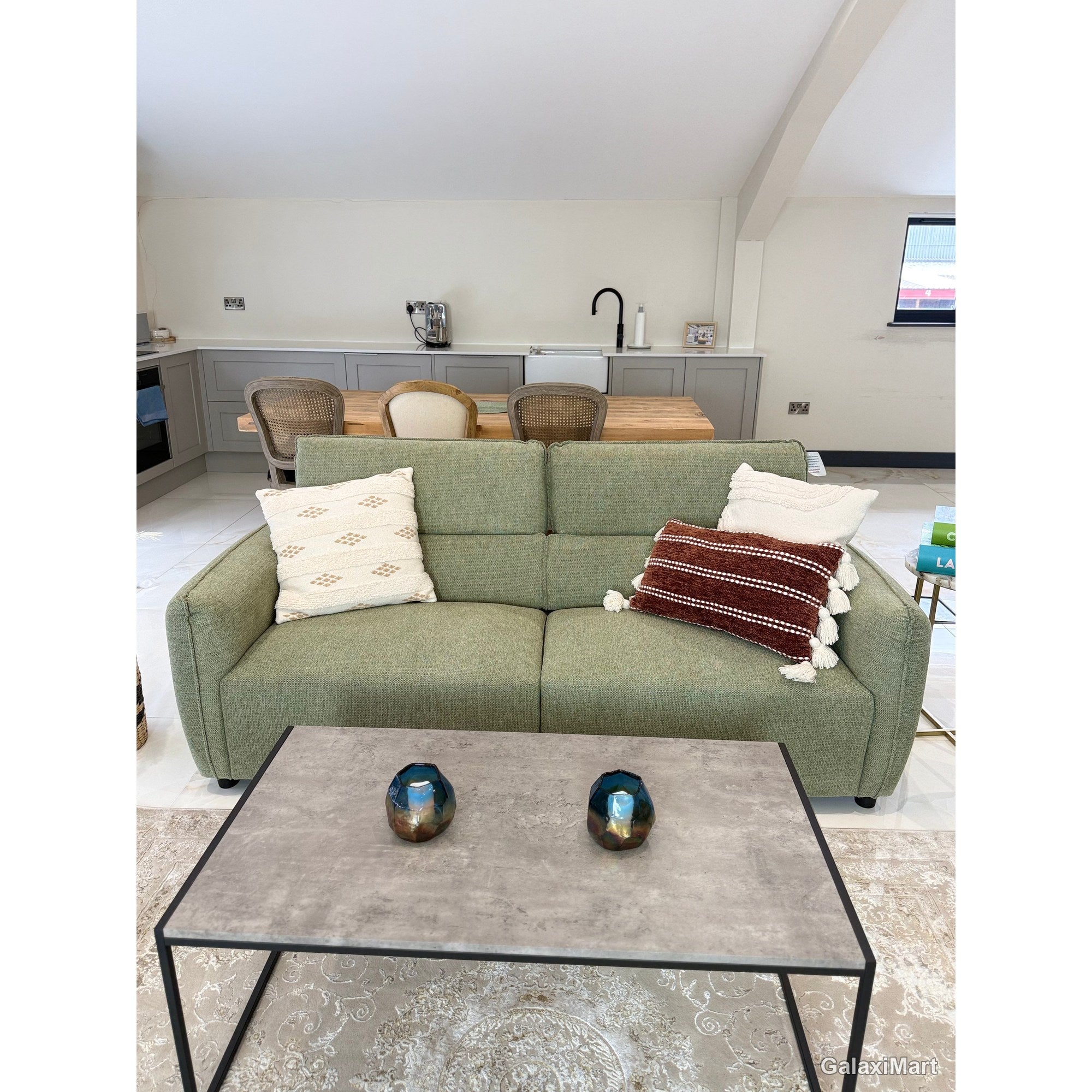 Ascot Green Fabric 3+2 Seater Sofa Set