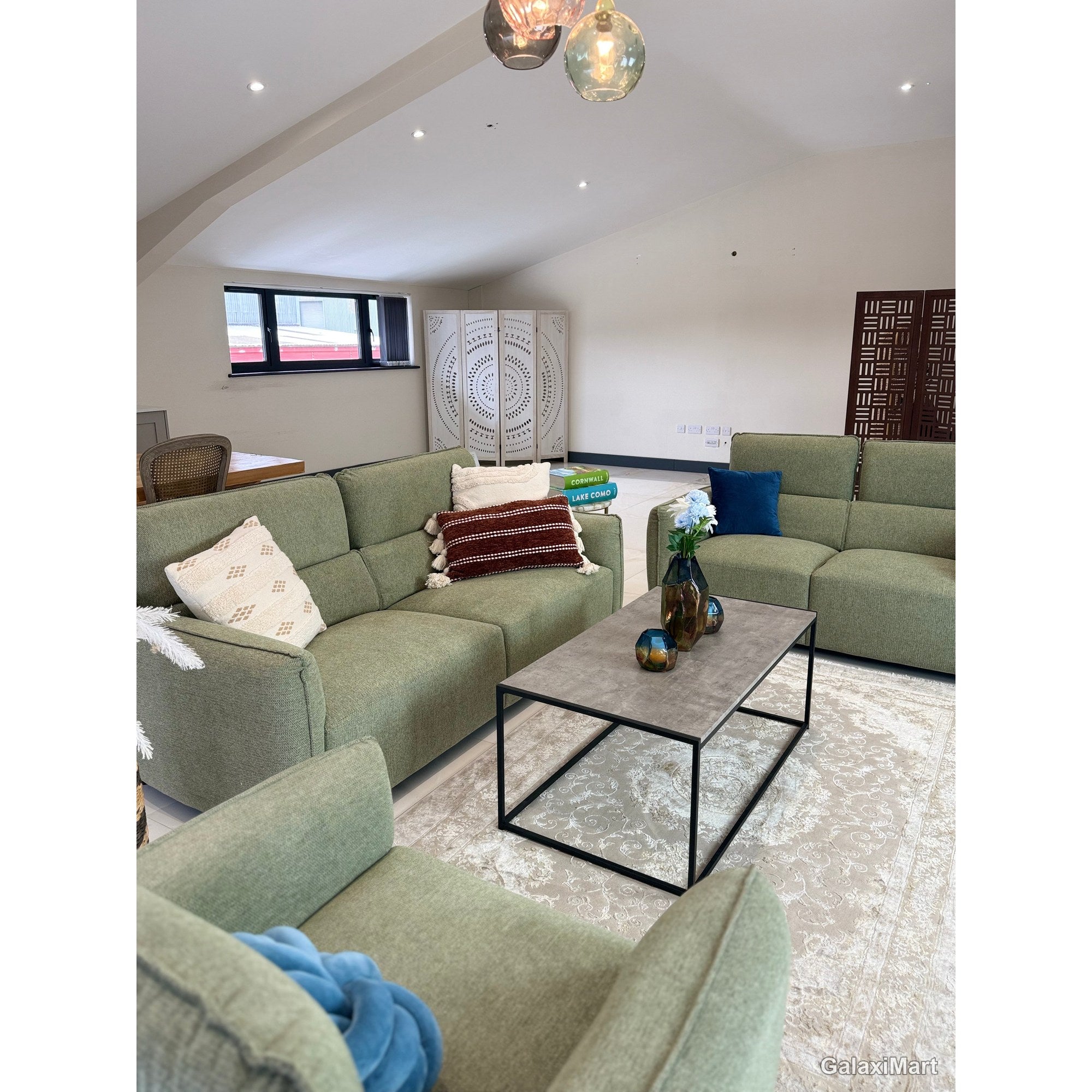 Ascot Green Fabric 3+2 Seater Sofa Set