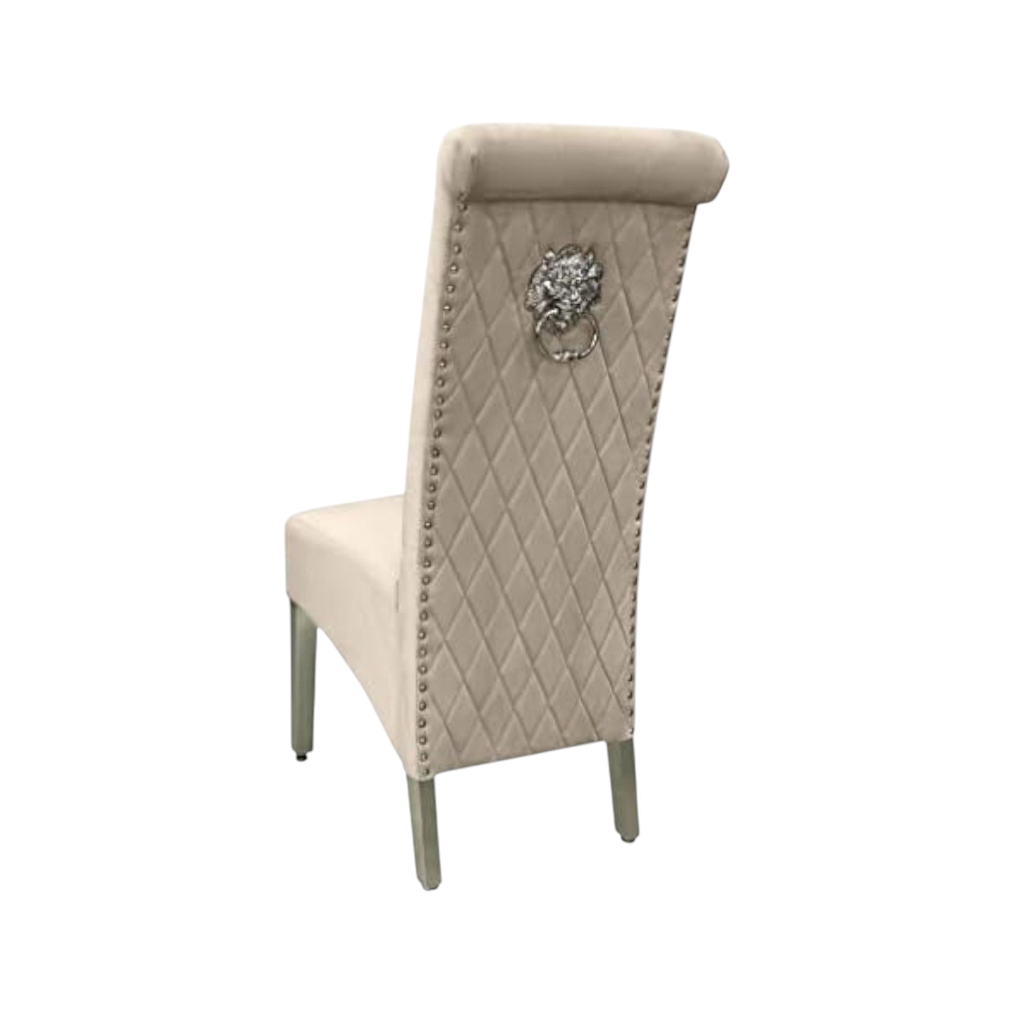 130cm Round Beige Dining Table Set with Mink Chairs