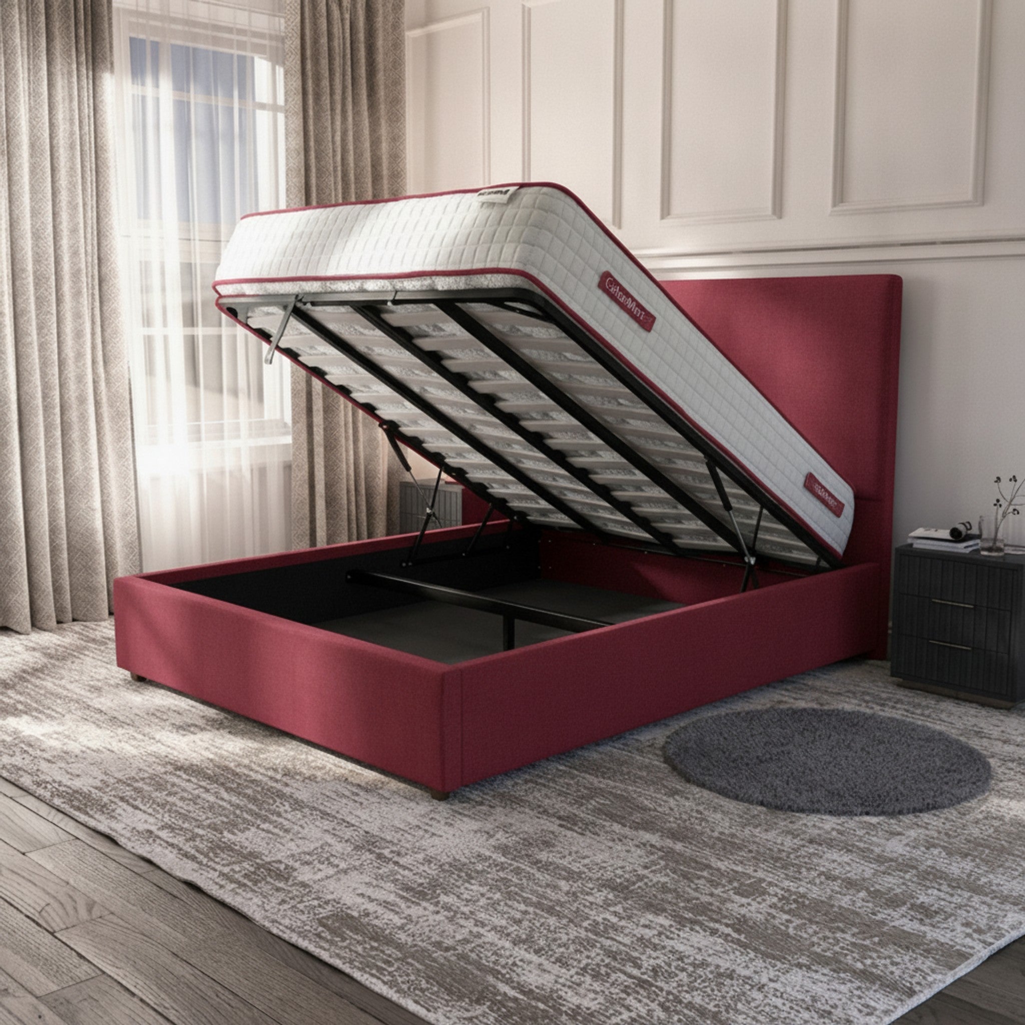 Cerise Stratford Ottoman Bed with Gas-Lift Storage