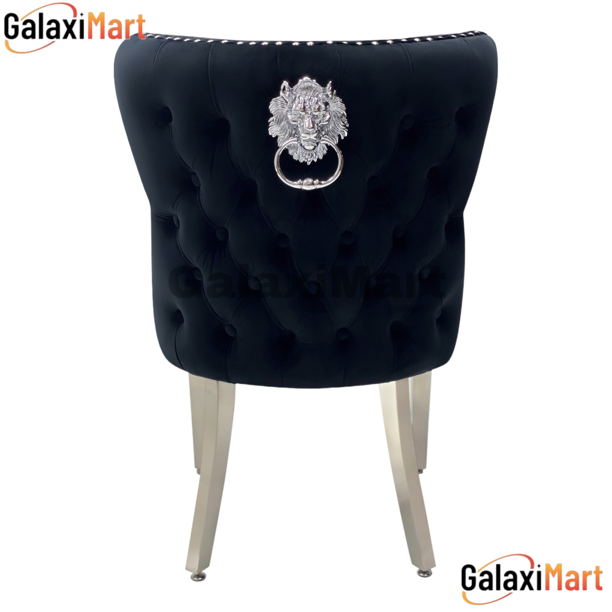 2 Valentino Lion Knocker Velvet Luxury Dining Chairs, Tufted button