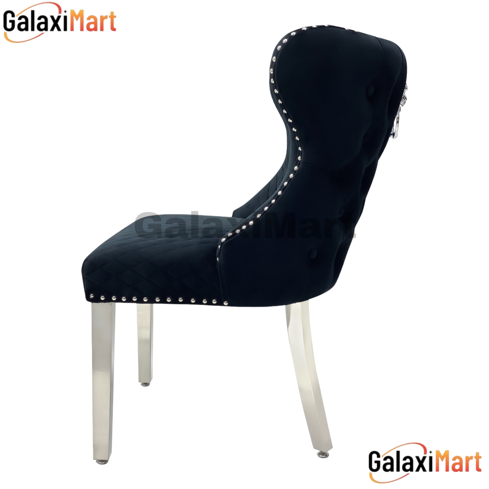 2 Valentino Lion Knocker Velvet Luxury Dining Chairs, Tufted button