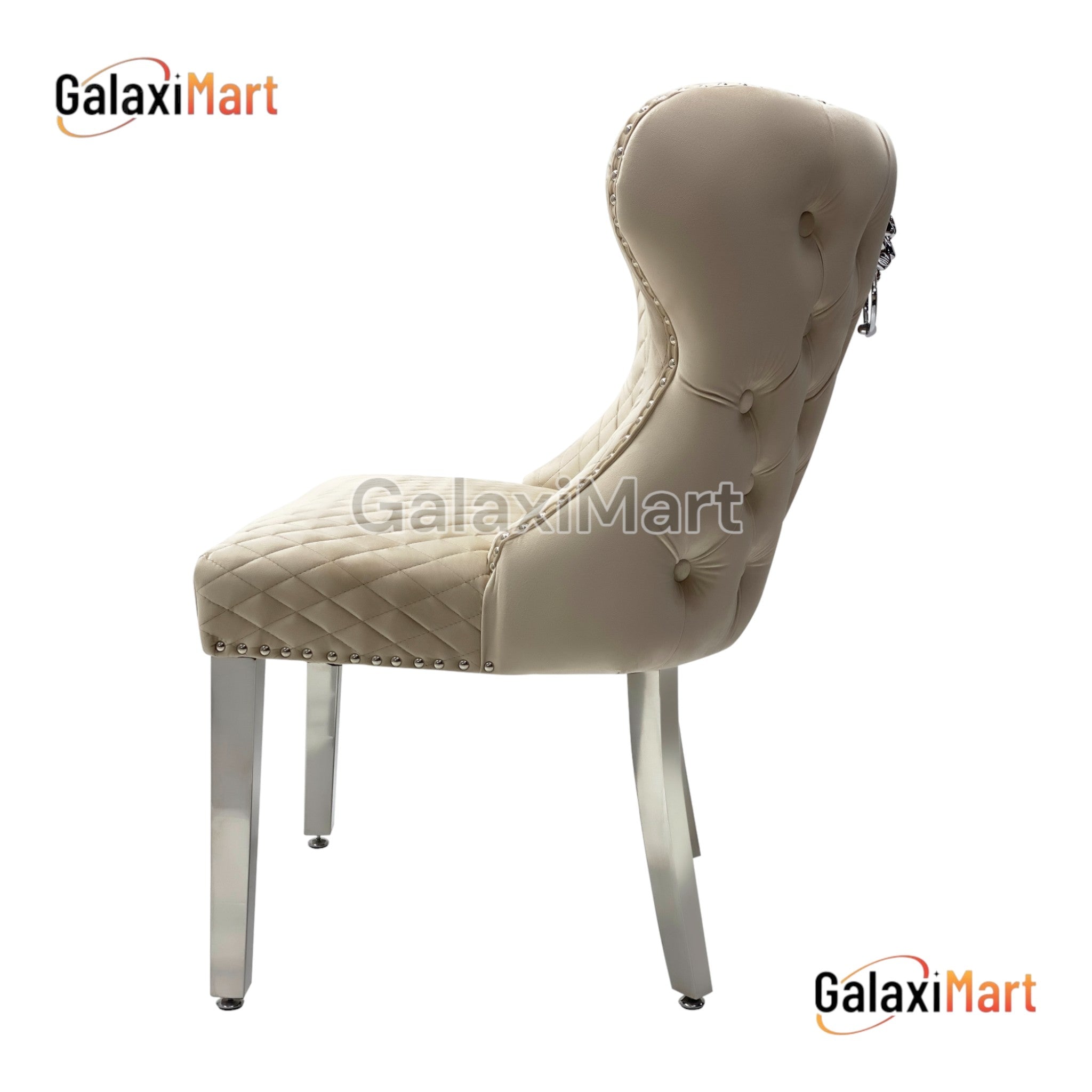Arianna Marble Dining Table with Valentino Lion Knocker Velvet Dining Chairs