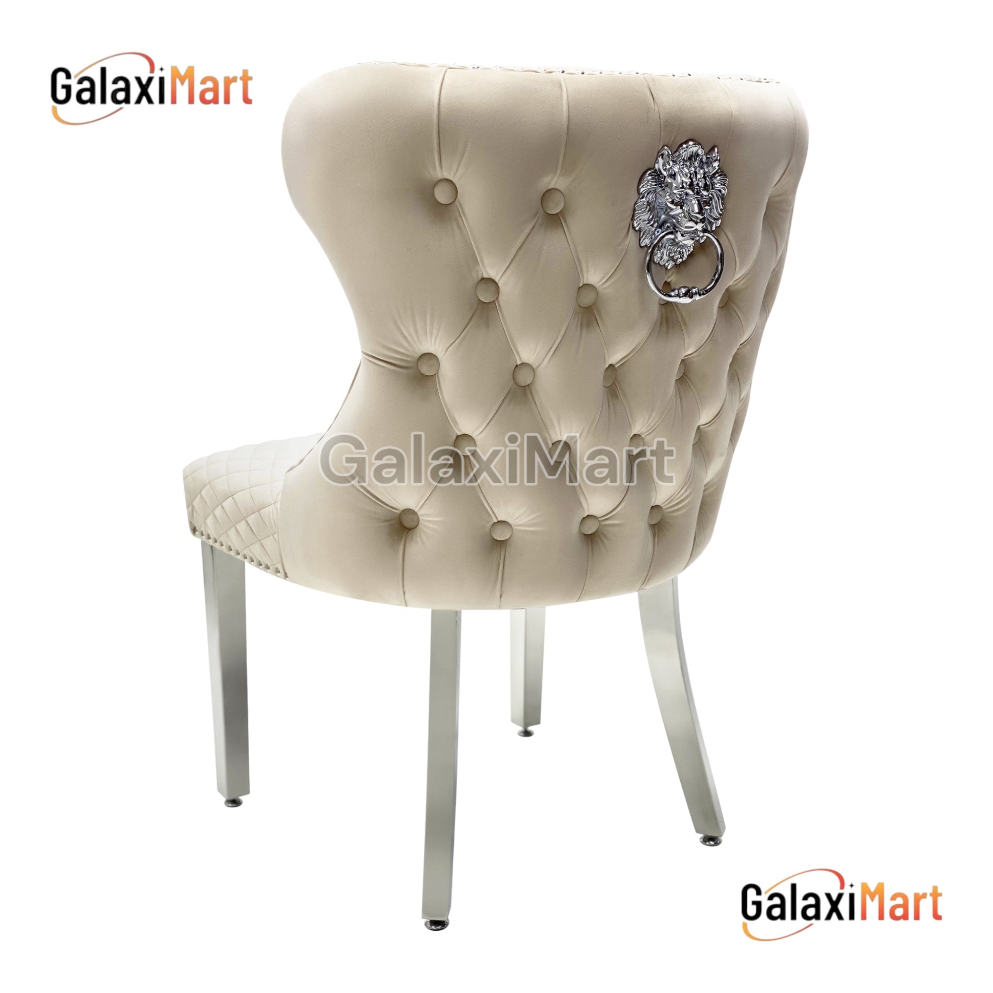 Arianna Marble Dining Table with Valentino Lion Knocker Velvet Dining Chairs