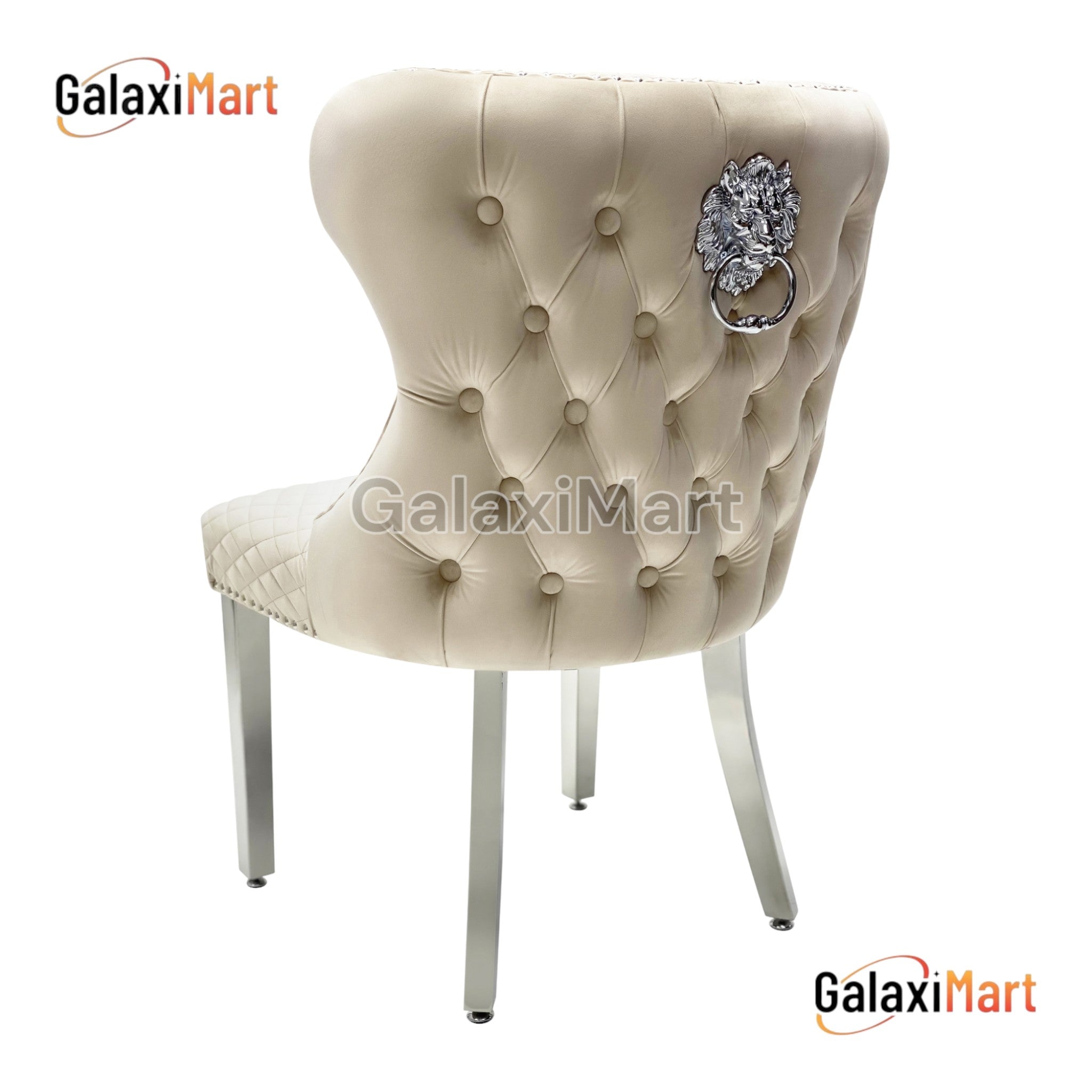 Arianna Marble Dining Table with Valentino Lion Knocker Velvet Dining Chairs